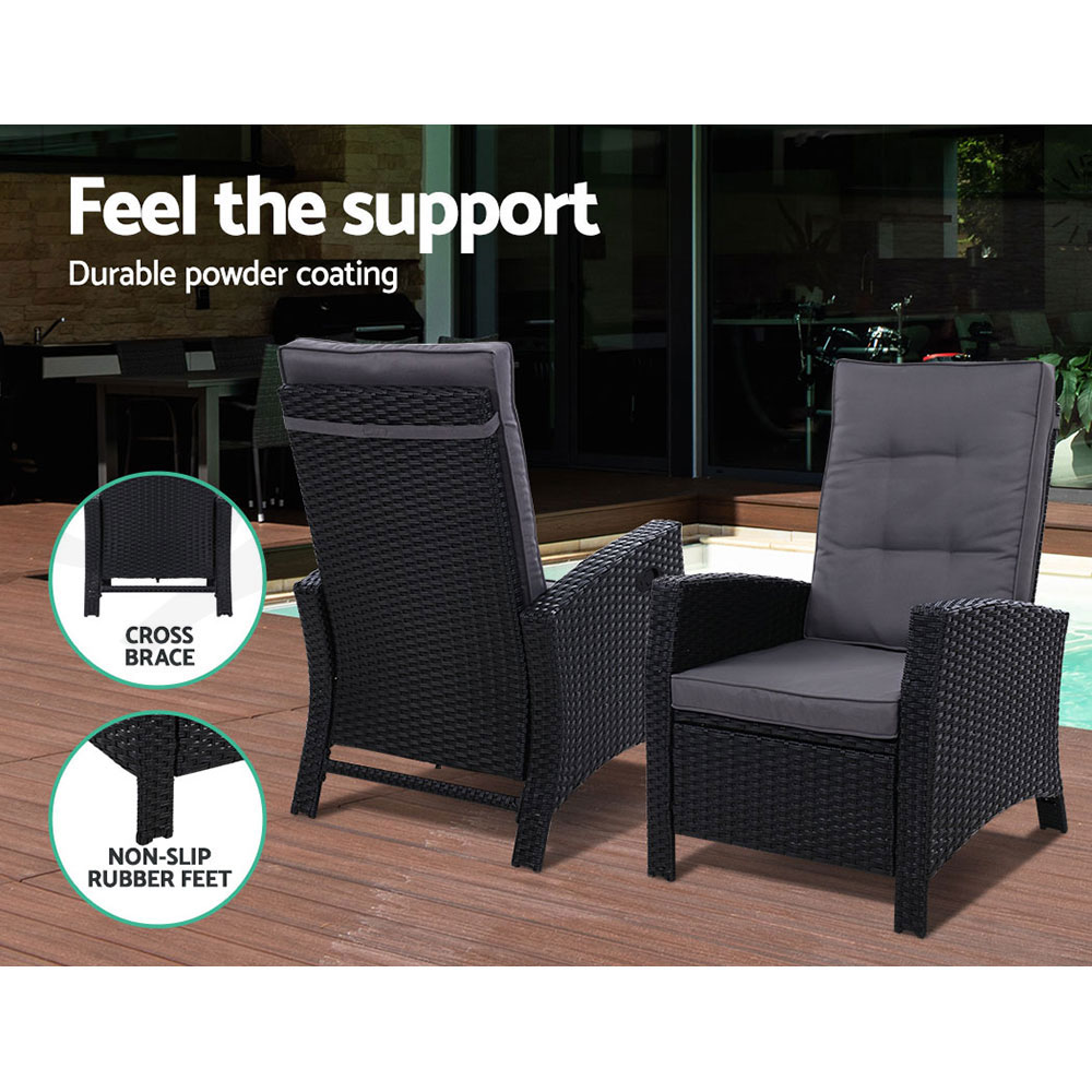 Gardeon Recliner Chairs Sun Lounge Outdoor Furniture Patio Setting Wicker Sofa - Picture 57 of 97
