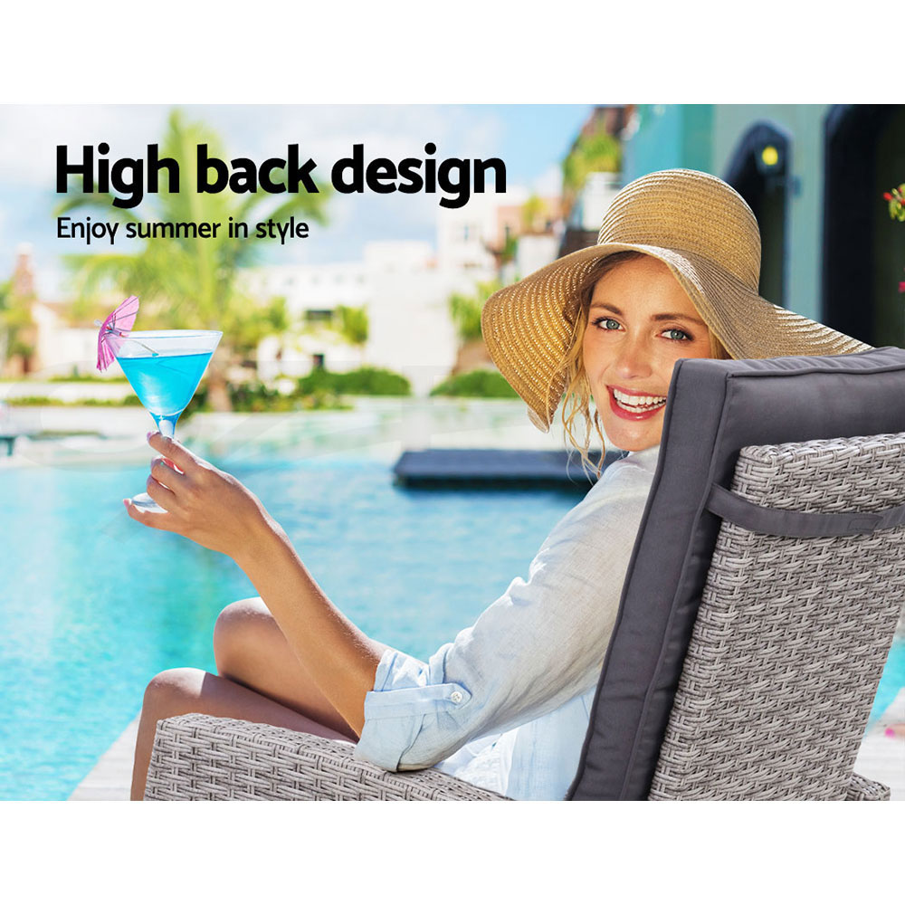 Gardeon Recliner Chairs Sun Lounge Outdoor Furniture Patio Setting Wicker Sofa - Picture 28 of 97