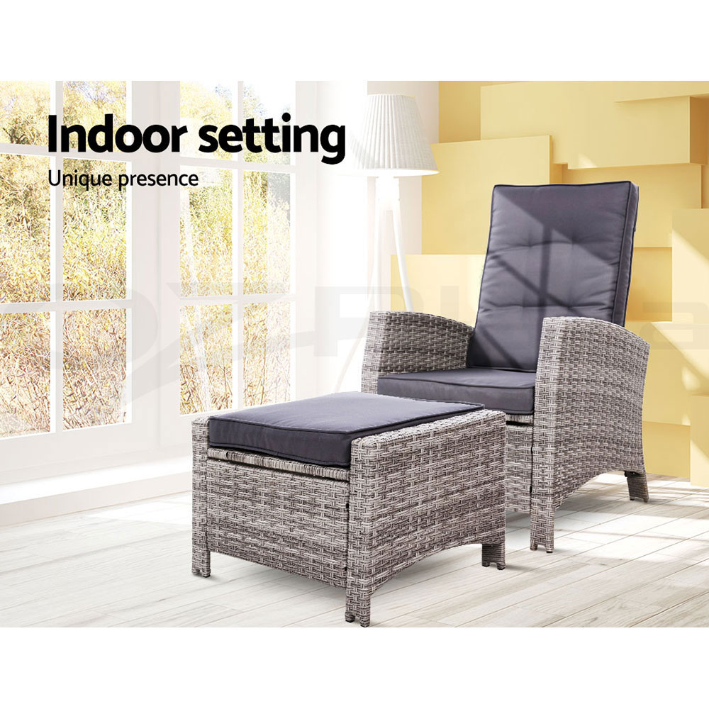 Gardeon Recliner Chairs Sun Lounge Outdoor Furniture Patio Setting Wicker Sofa - Picture 29 of 97