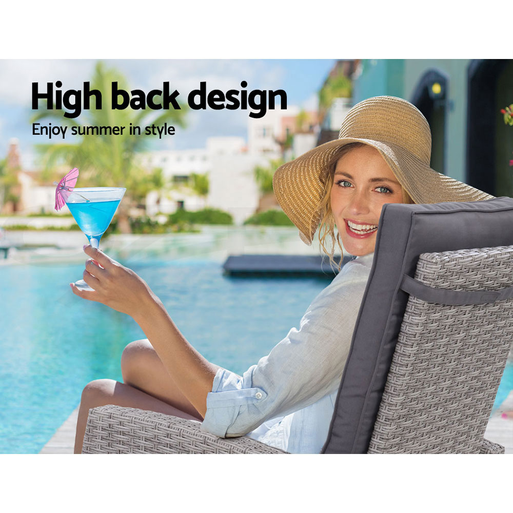Gardeon Recliner Chairs Sun Lounge Outdoor Furniture Patio Setting Wicker Sofa - Picture 72 of 97
