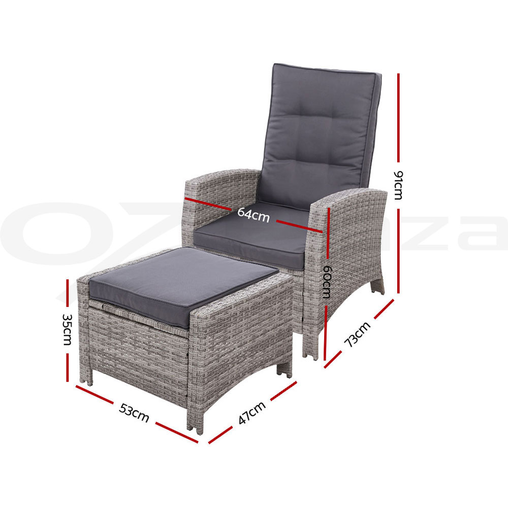 Gardeon Recliner Chairs Sun Lounge Outdoor Furniture Patio Setting Wicker Sofa - Picture 74 of 97