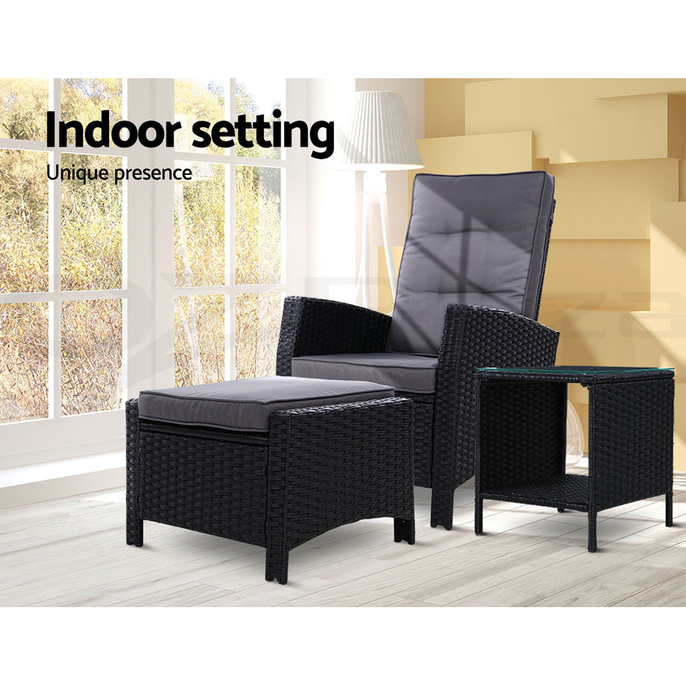 Gardeon Recliner Chairs Sun Lounge Outdoor Furniture Patio Setting Wicker Sofa - Picture 41 of 97