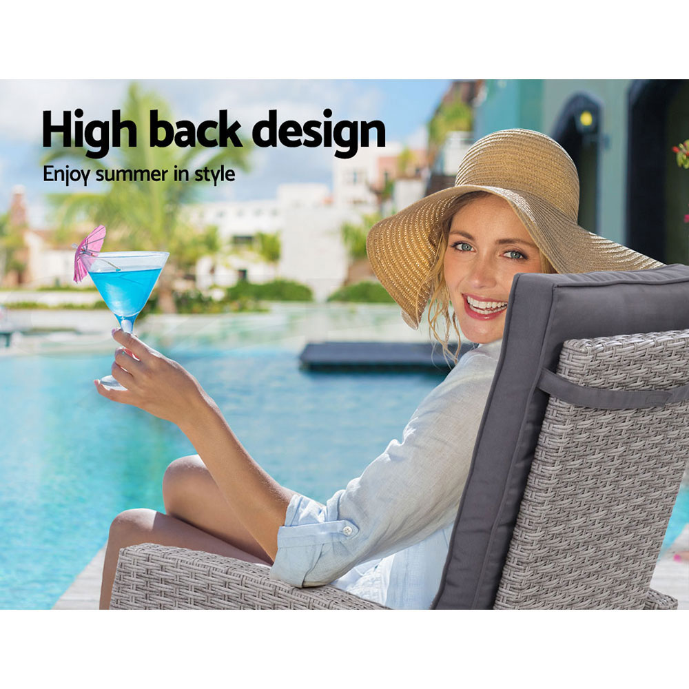 Gardeon Recliner Chairs Sun Lounge Outdoor Furniture Patio Setting Wicker Sofa - Picture 51 of 97