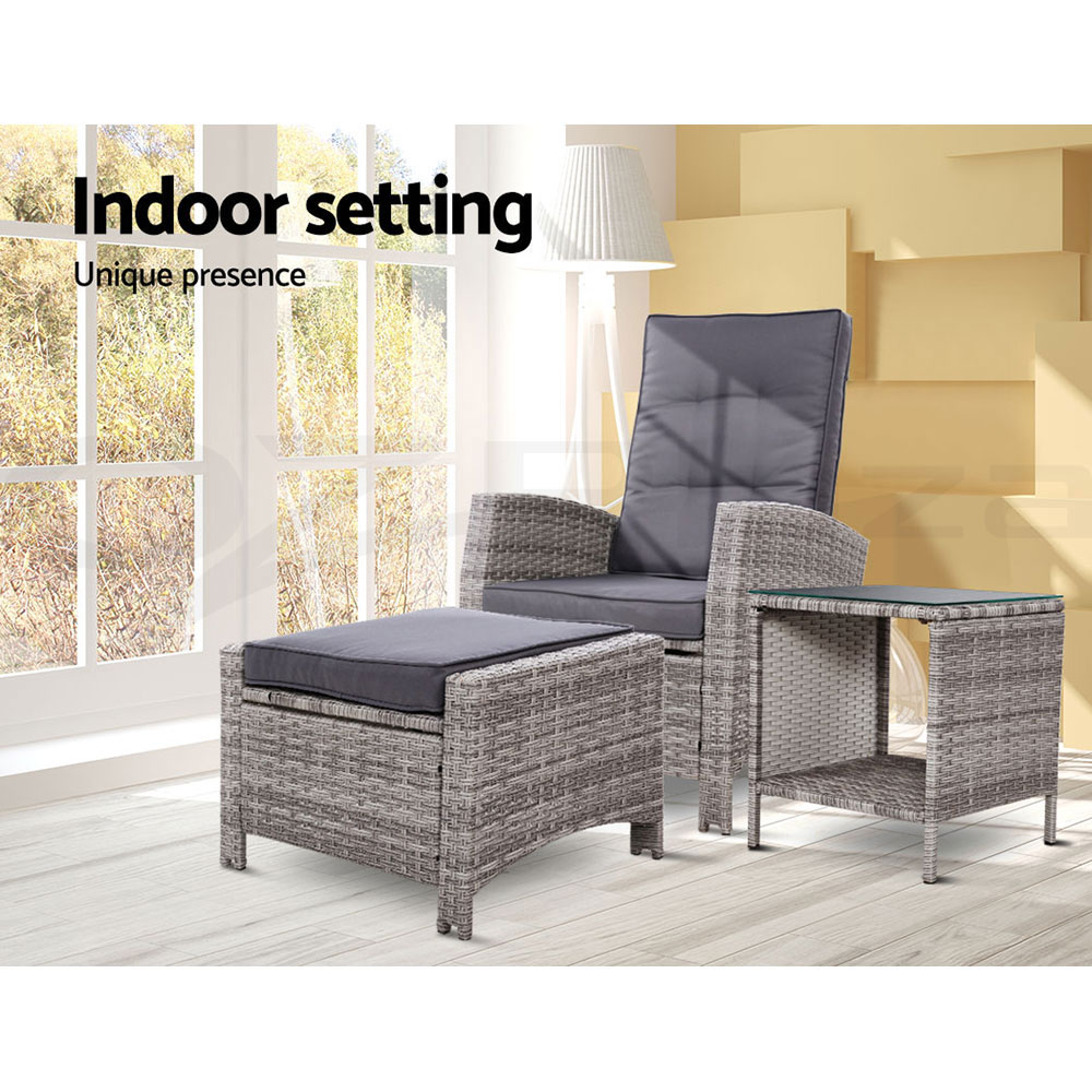 Gardeon Recliner Chairs Sun Lounge Outdoor Furniture Patio Setting Wicker Sofa - Picture 52 of 97
