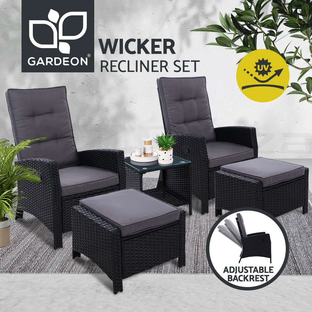 Gardeon Recliner Chairs Sun Lounge Outdoor Furniture Patio Setting Wicker Sofa - Picture 76 of 97
