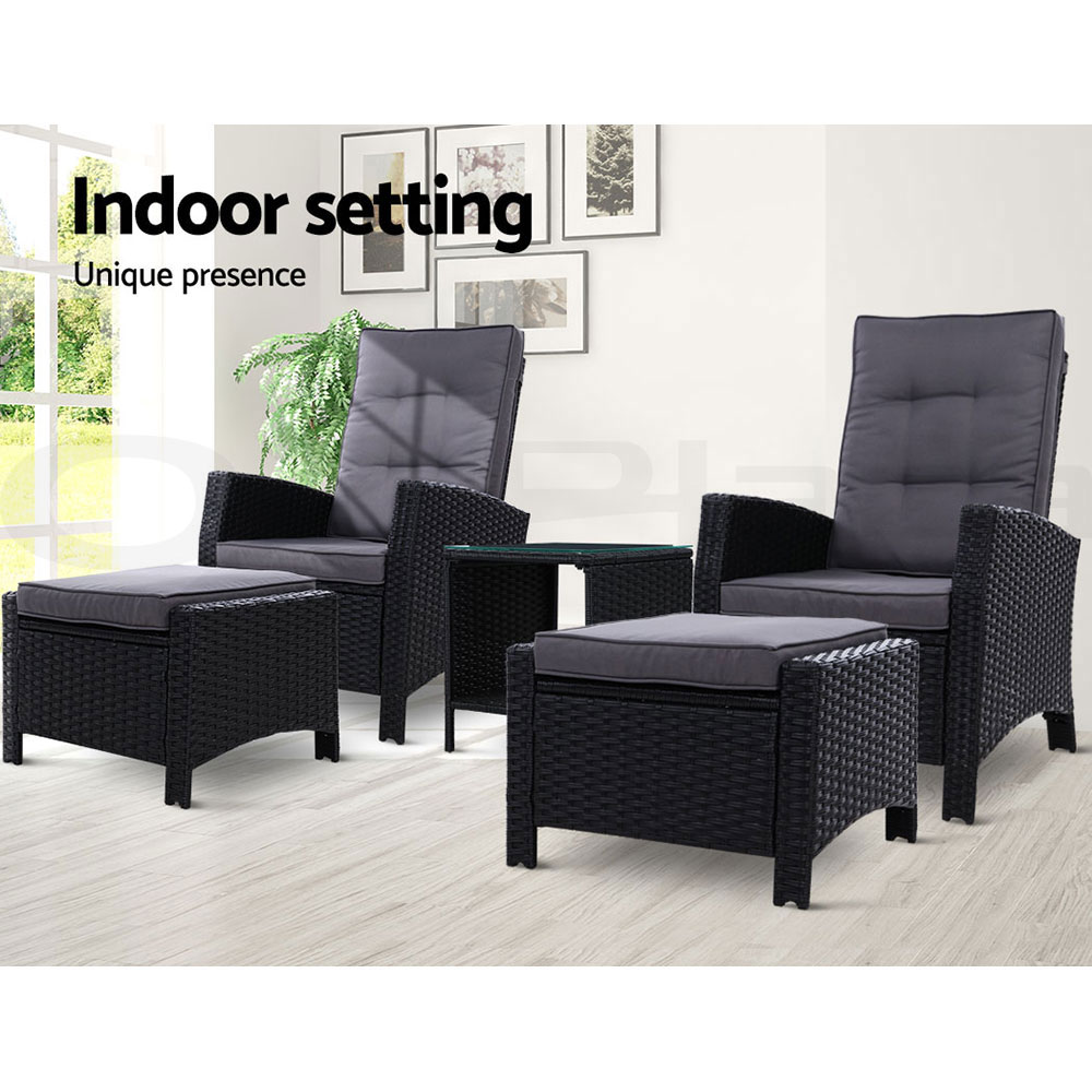Gardeon Recliner Chairs Sun Lounge Outdoor Furniture Patio Setting Wicker Sofa - Picture 85 of 97
