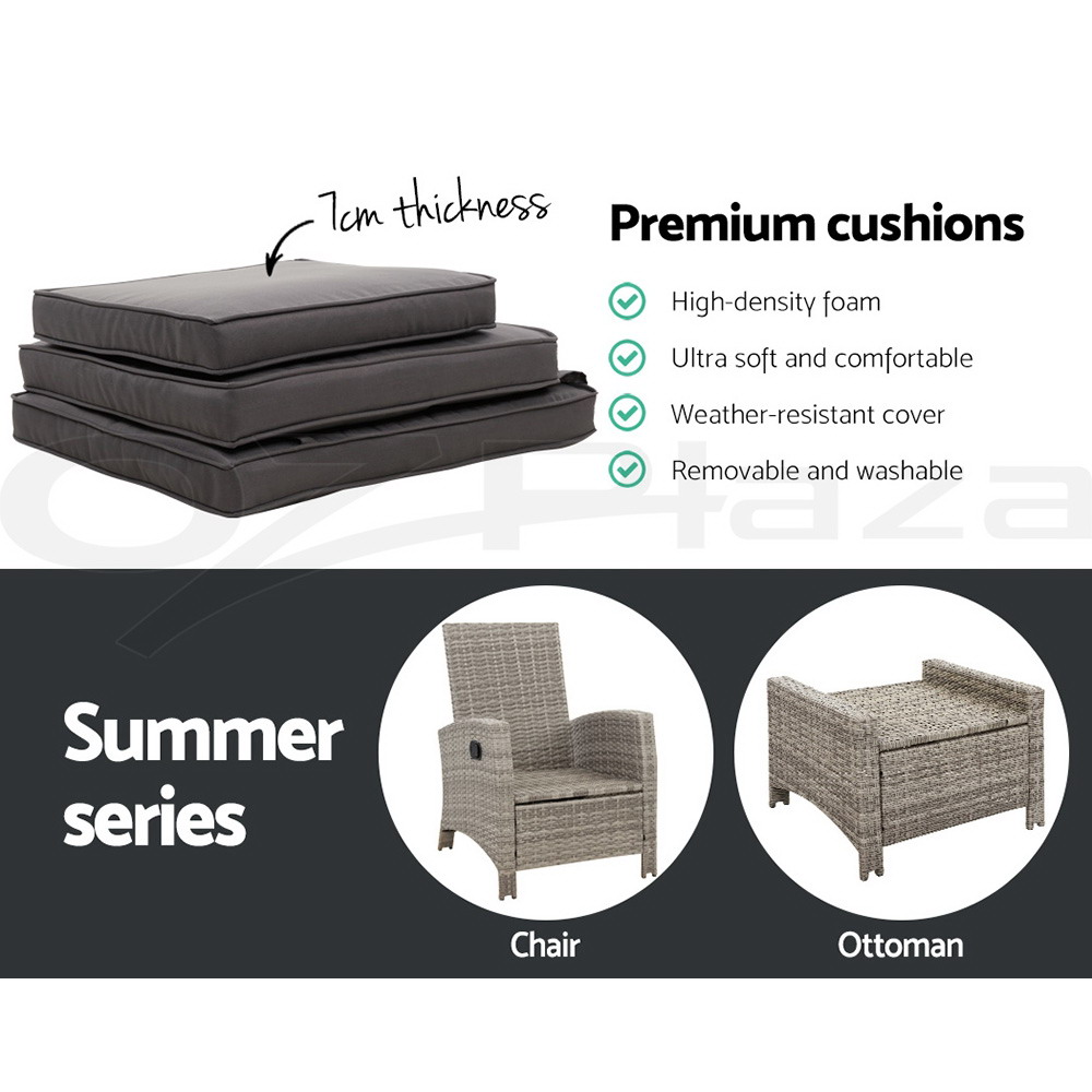 Gardeon Recliner Chairs Sun Lounge Outdoor Furniture Patio Setting Wicker Sofa - Picture 93 of 97