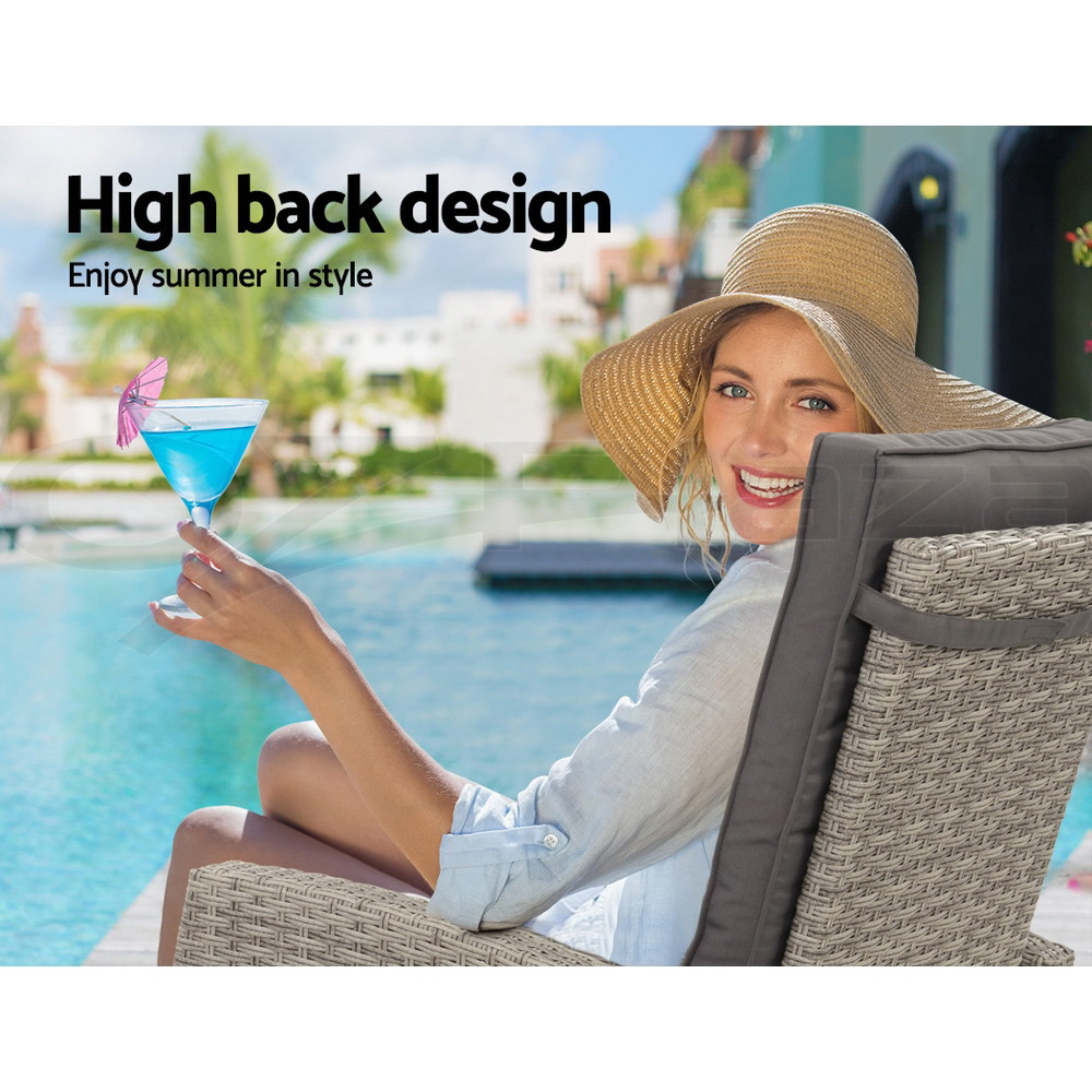 Gardeon Recliner Chairs Sun Lounge Outdoor Furniture Patio Setting Wicker Sofa - Picture 95 of 97