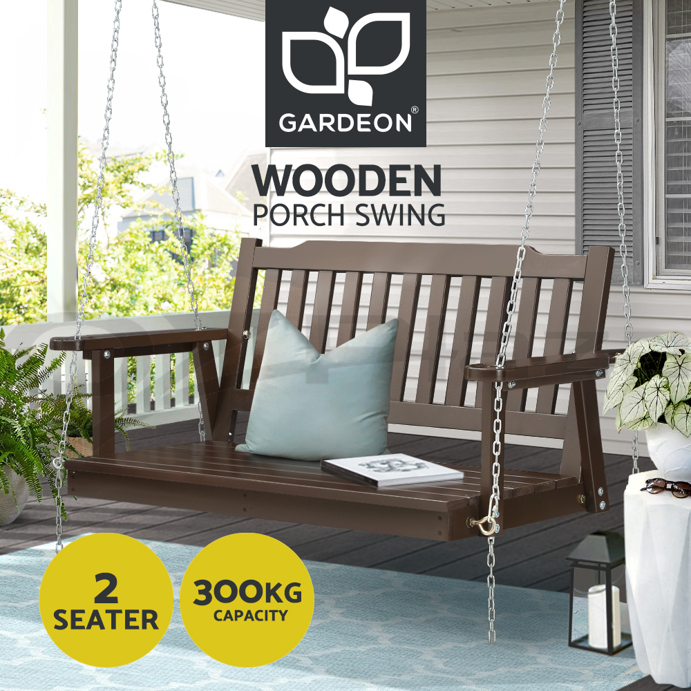 Gardeon Porch Swing Chair With Chain Outdoor Furniture Wooden Bench 2 Seater - Picture 9 of 12