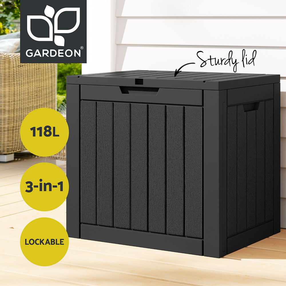 Gardeon Outdoor Storage Box 118L Container Lockable Indoor Garden Shed Toy Tool - Picture 12 of 33