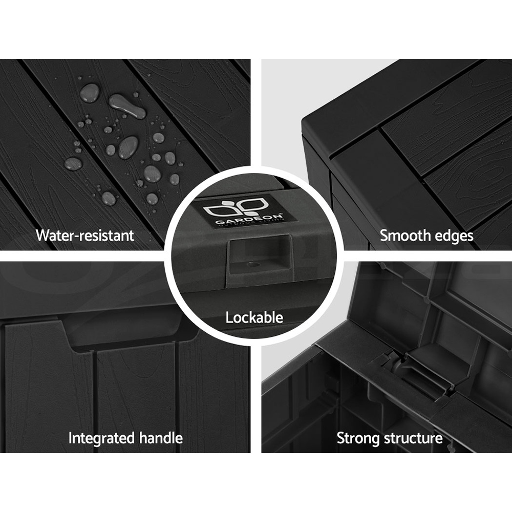 Gardeon Outdoor Storage Box 118L Container Lockable Indoor Garden Shed Toy Tool - Picture 17 of 33