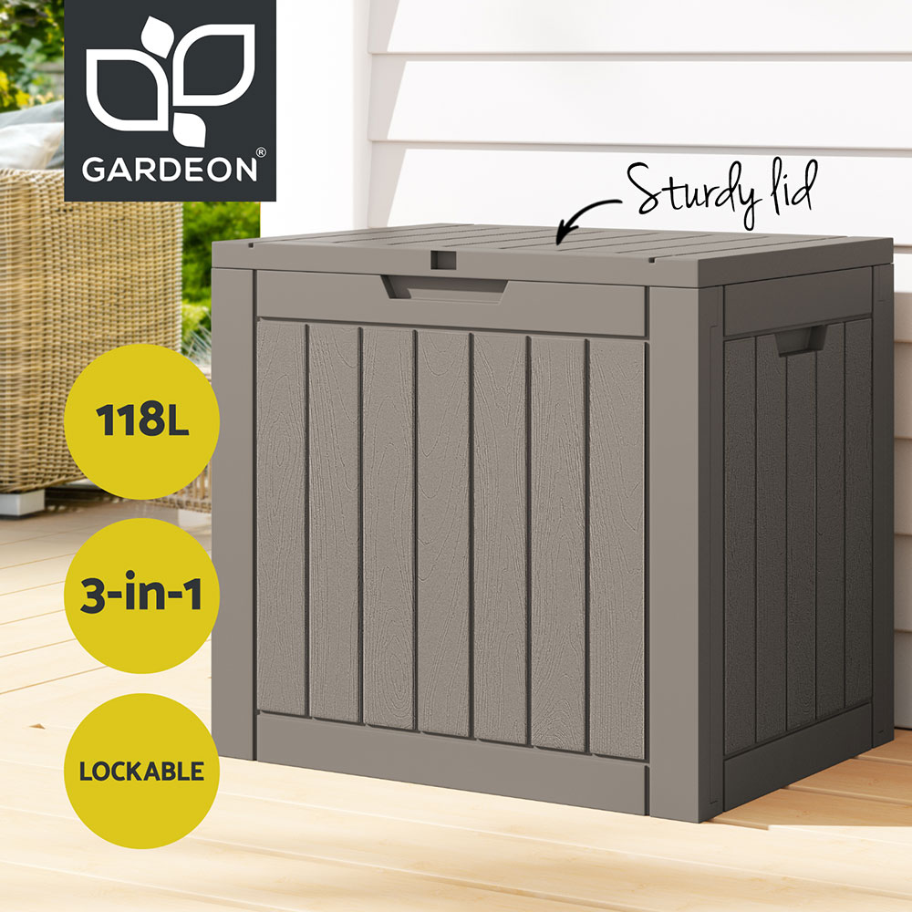 Gardeon Outdoor Storage Box 118L Container Lockable Indoor Garden Shed Toy Tool - Picture 23 of 33