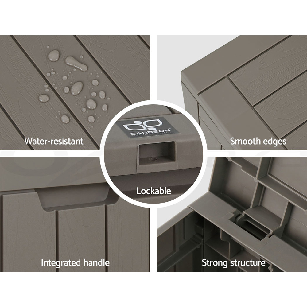 Gardeon Outdoor Storage Box 118L Container Lockable Indoor Garden Shed Toy Tool - Picture 28 of 33