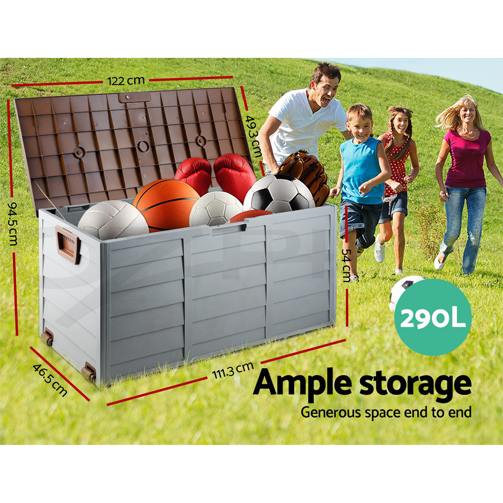 Gardeon Outdoor Storage Box Lockable Garden Deck Shed Tool Organiser 270L/290L - Picture 17 of 21