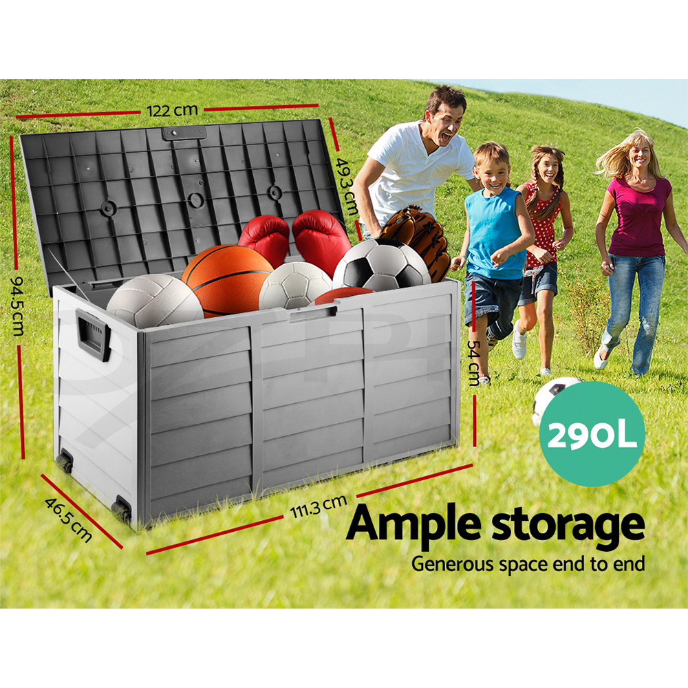 Gardeon Outdoor Storage Box Lockable Garden Deck Shed Tool Organiser 270L/290L - Picture 15 of 21