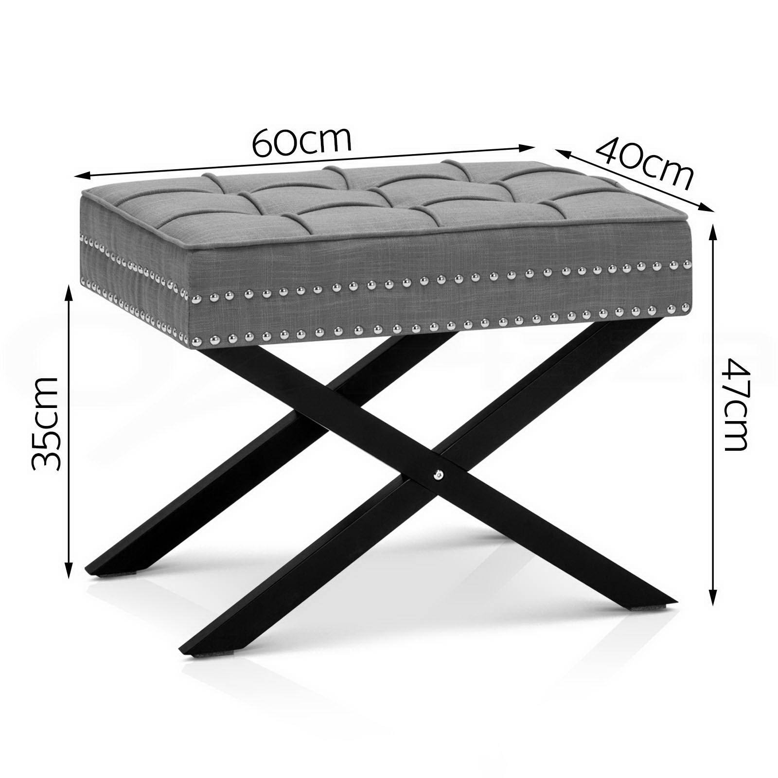 Artiss Ottoman Storage Seat Blanket Box PU Leather Fabric Foot Stool Black Grey - Picture 29 of 47