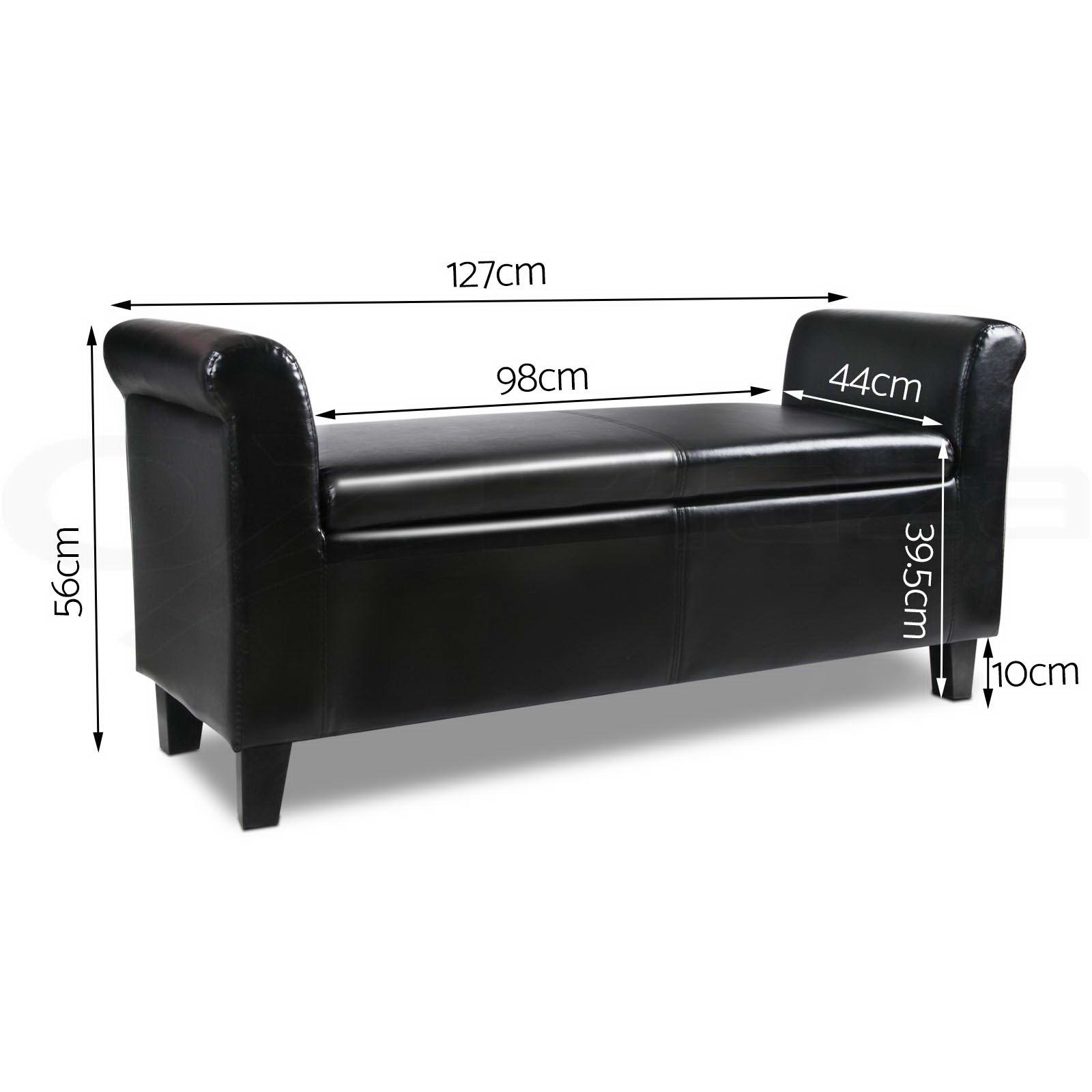 Artiss Ottoman Storage Seat Blanket Box PU Leather Fabric Foot Stool Black Grey - Picture 43 of 47