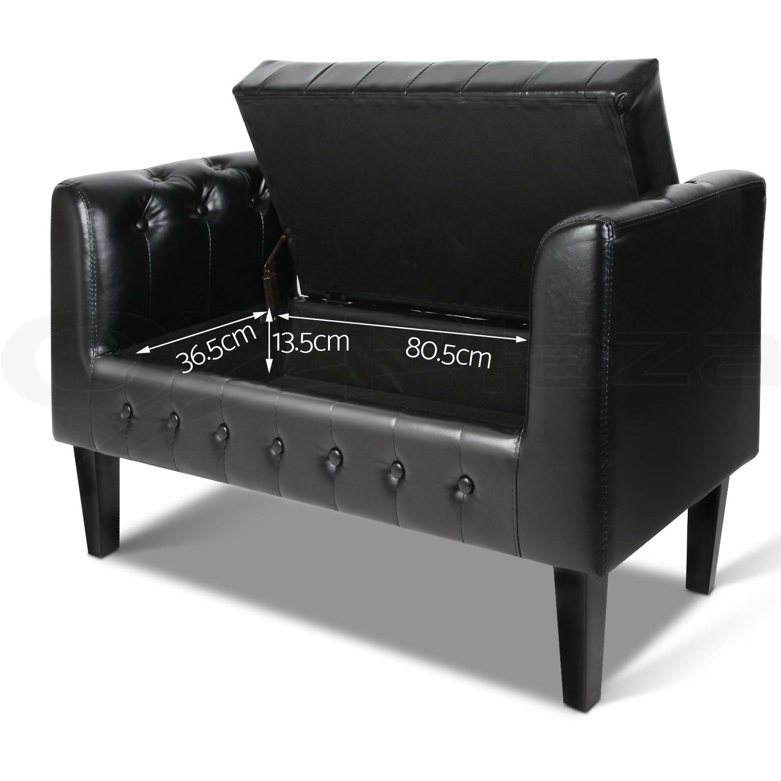 Artiss Ottoman Storage Seat Blanket Box PU Leather Fabric Foot Stool Black Grey - Picture 14 of 47