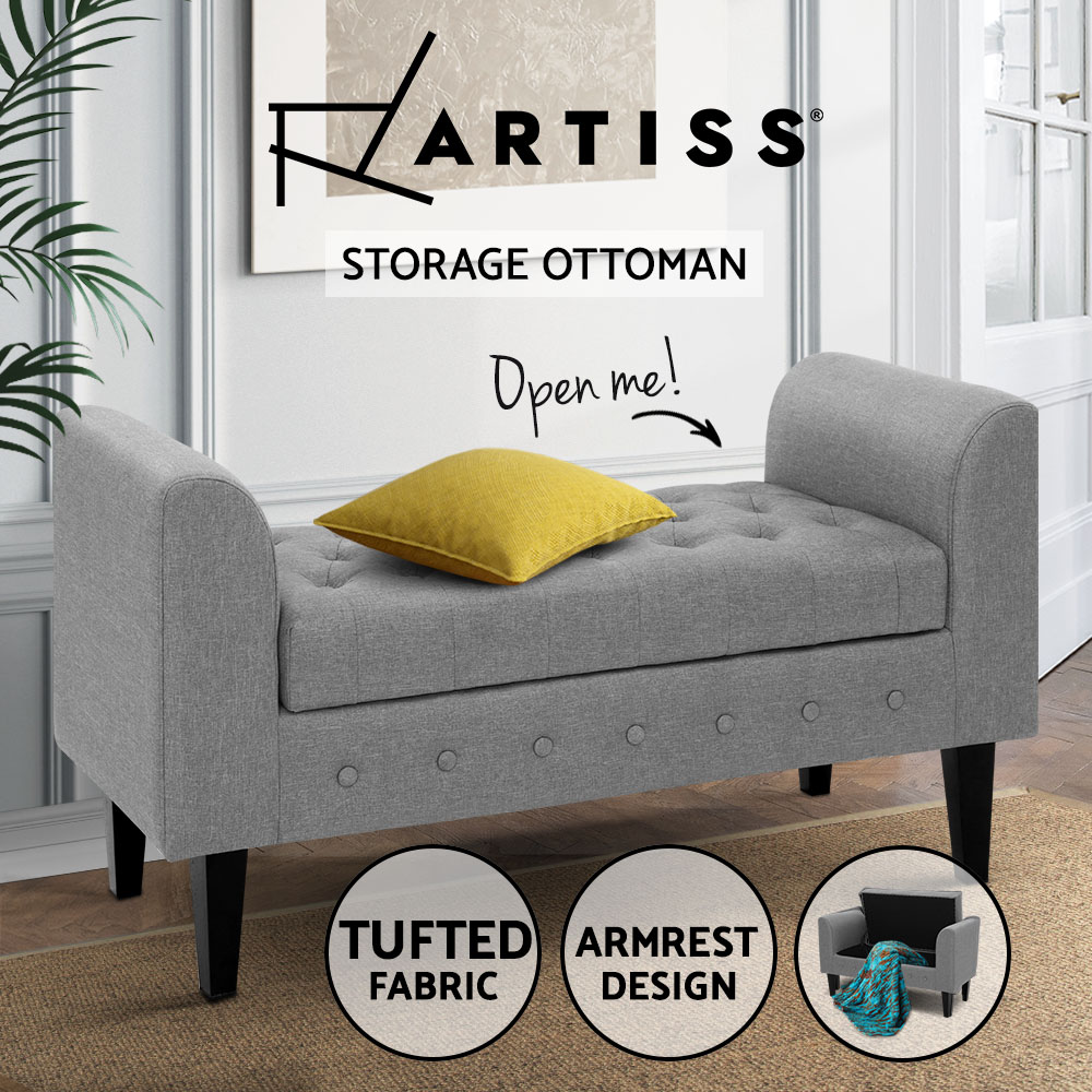 Artiss Storage Ottoman Blanket Box Foot Stool Couch Linen Fabric LARGE Chest - Picture 28 of 31