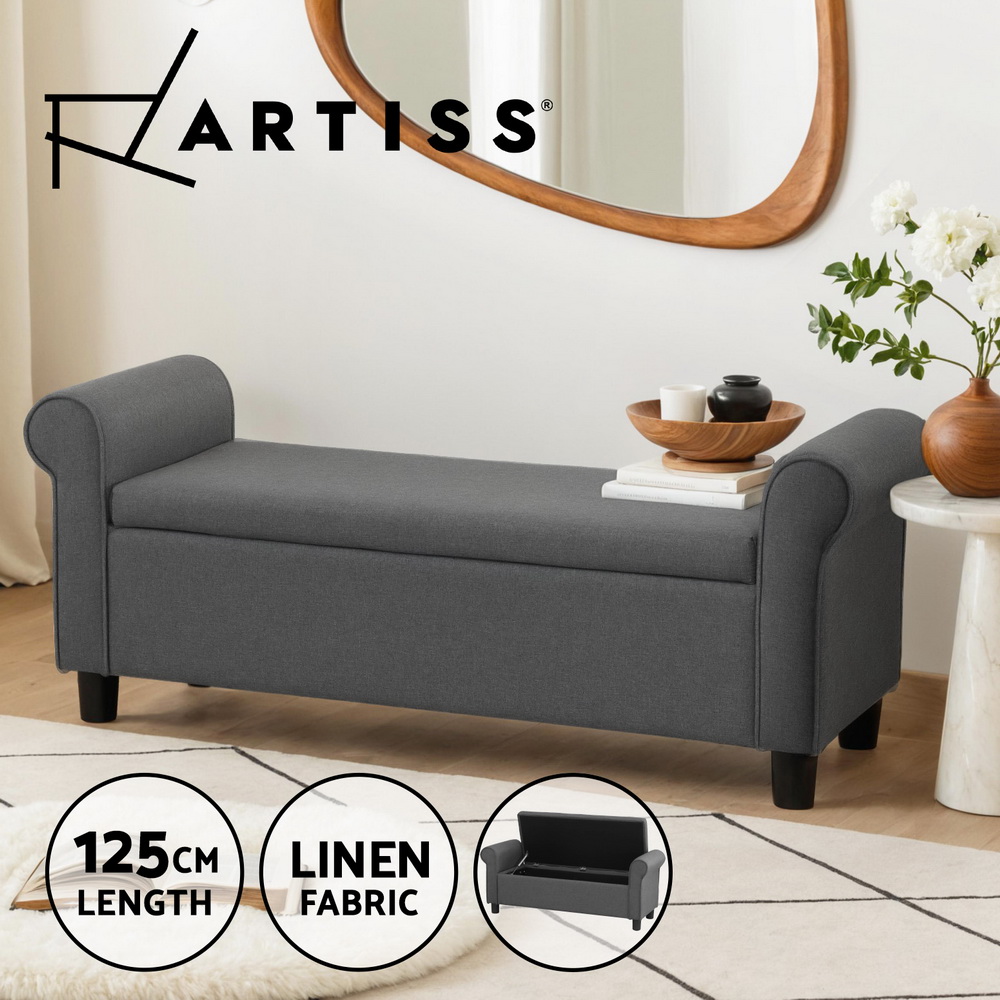 Artiss Storage Ottoman Blanket Box Foot Stool Couch Linen Fabric LARGE Chest - Picture 11 of 31
