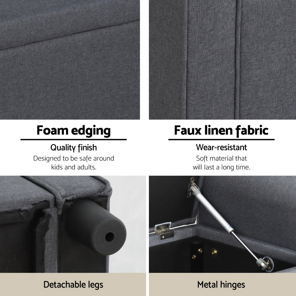 Artiss Storage Ottoman Blanket Box Foot Stool Couch Linen Fabric LARGE Chest - Picture 15 of 31