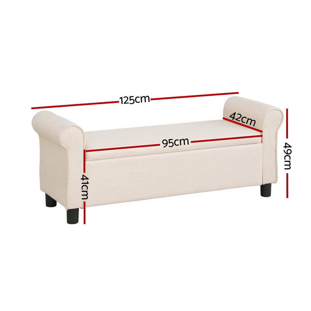 Artiss Storage Ottoman Blanket Box Foot Stool Couch Linen Fabric LARGE Chest - Picture 20 of 31