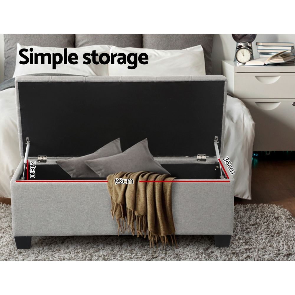 Artiss Storage Ottoman Blanket Box PU Leather Fabric Chest Toy Foot Stool LARGE - Picture 49 of 72