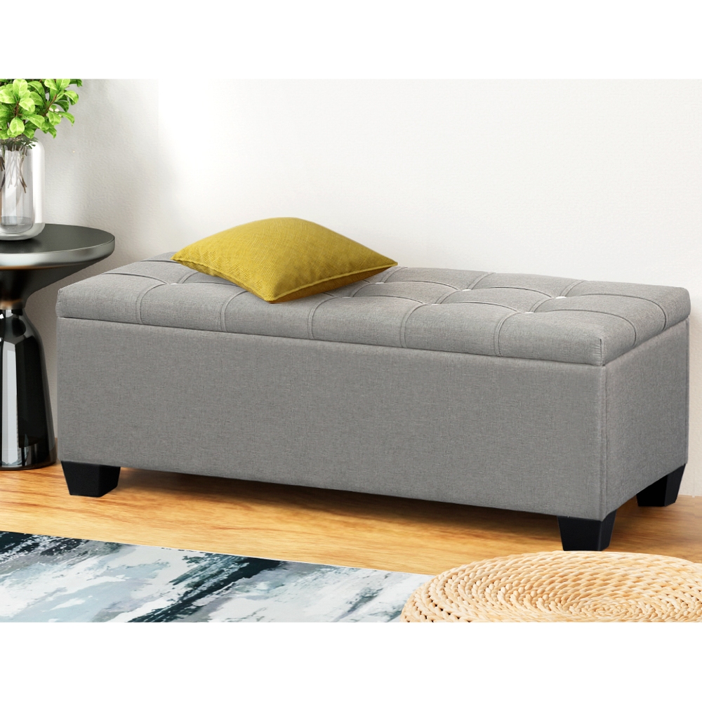Artiss Storage Ottoman Blanket Box PU Leather Fabric Chest Toy Foot Stool LARGE - Picture 46 of 72