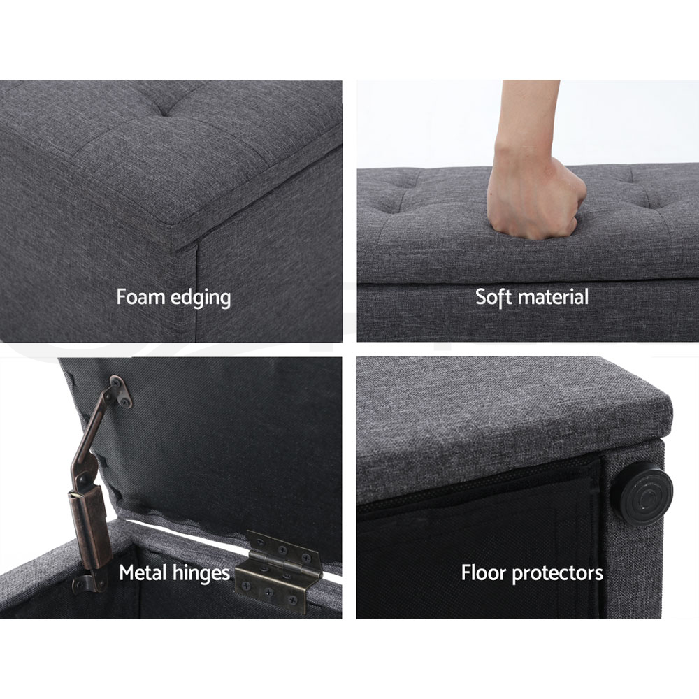 Artiss Storage Ottoman Blanket Box Foot Stool LARGE Chest Toy Velvet Leather - Picture 22 of 43