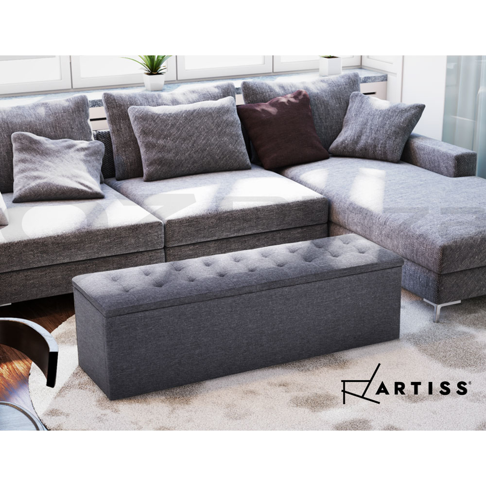 Artiss Storage Ottoman Blanket Box Foot Stool LARGE Chest Toy Velvet Leather - Picture 25 of 43