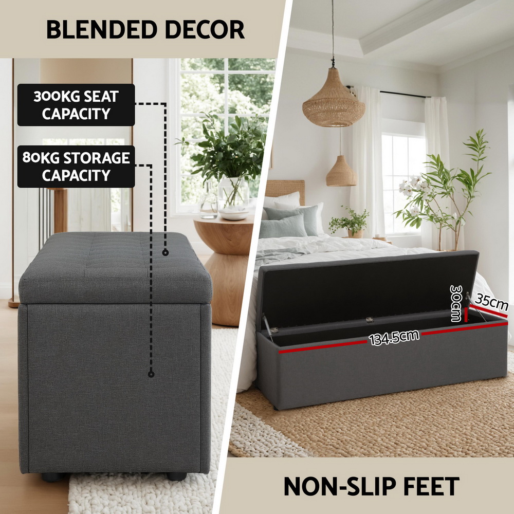 Artiss Storage Ottoman Blanket Box Foot Stool LARGE Chest Toy Velvet Leather - Picture 21 of 36