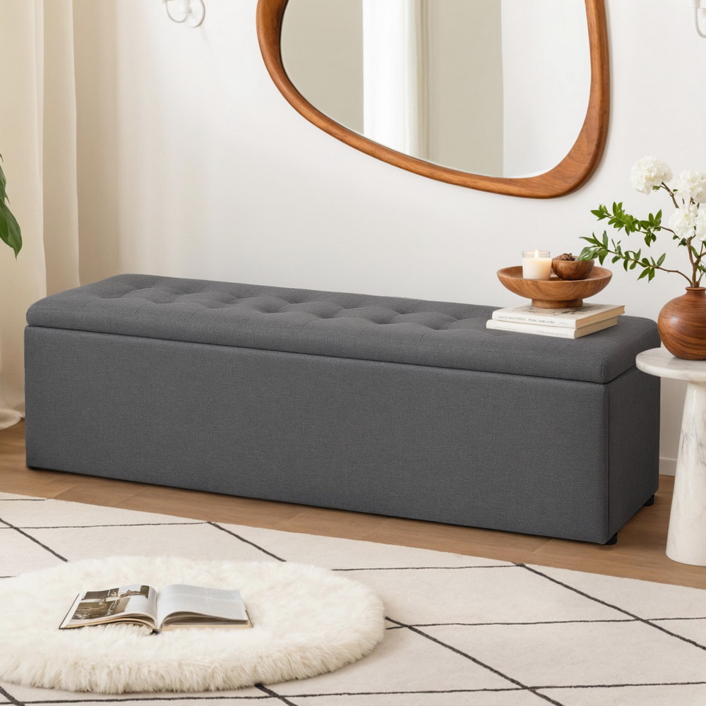 Artiss Storage Ottoman Blanket Box Foot Stool LARGE Chest Toy Velvet Leather - Picture 18 of 36