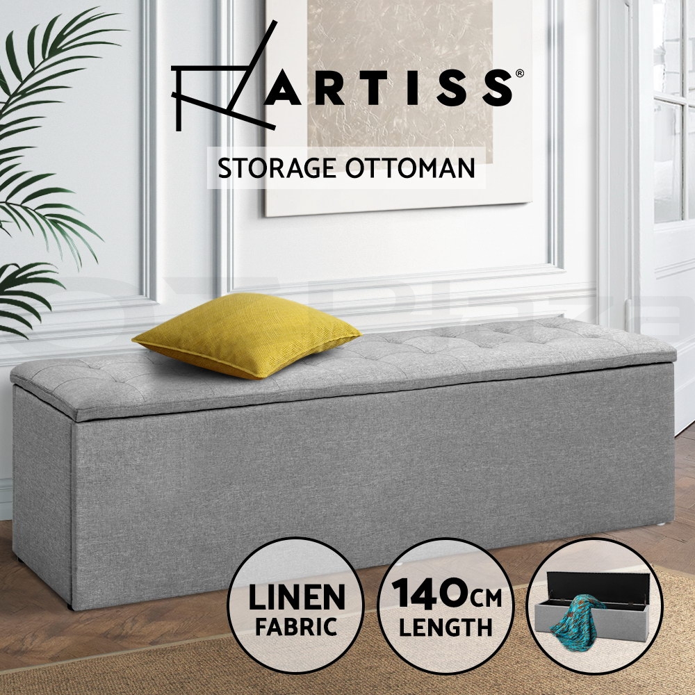 Artiss Storage Ottoman Blanket Box Foot Stool LARGE Chest Toy Velvet Leather - Picture 35 of 43