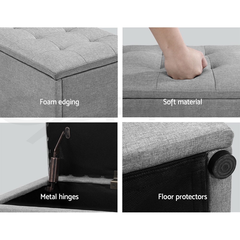 Artiss Storage Ottoman Blanket Box Foot Stool LARGE Chest Toy Velvet Leather - Picture 39 of 43