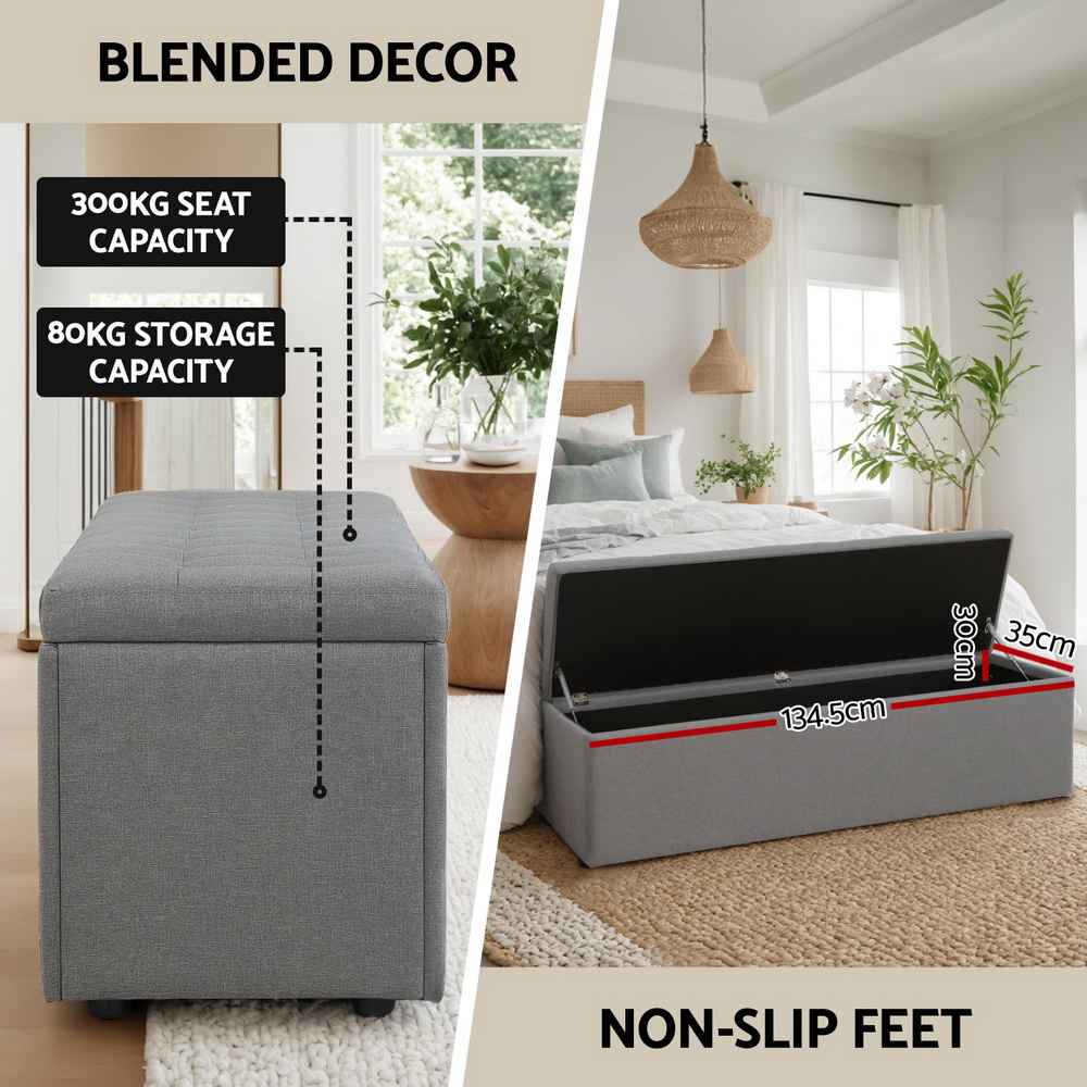 Artiss Storage Ottoman Blanket Box Foot Stool LARGE Chest Toy Velvet Leather - Picture 33 of 36