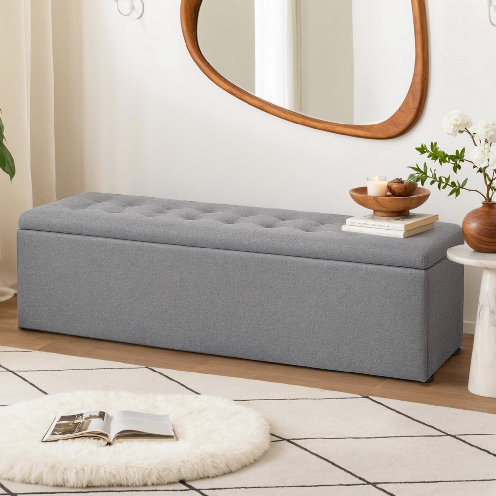 Artiss Storage Ottoman Blanket Box Foot Stool LARGE Chest Toy Velvet Leather - Picture 31 of 36