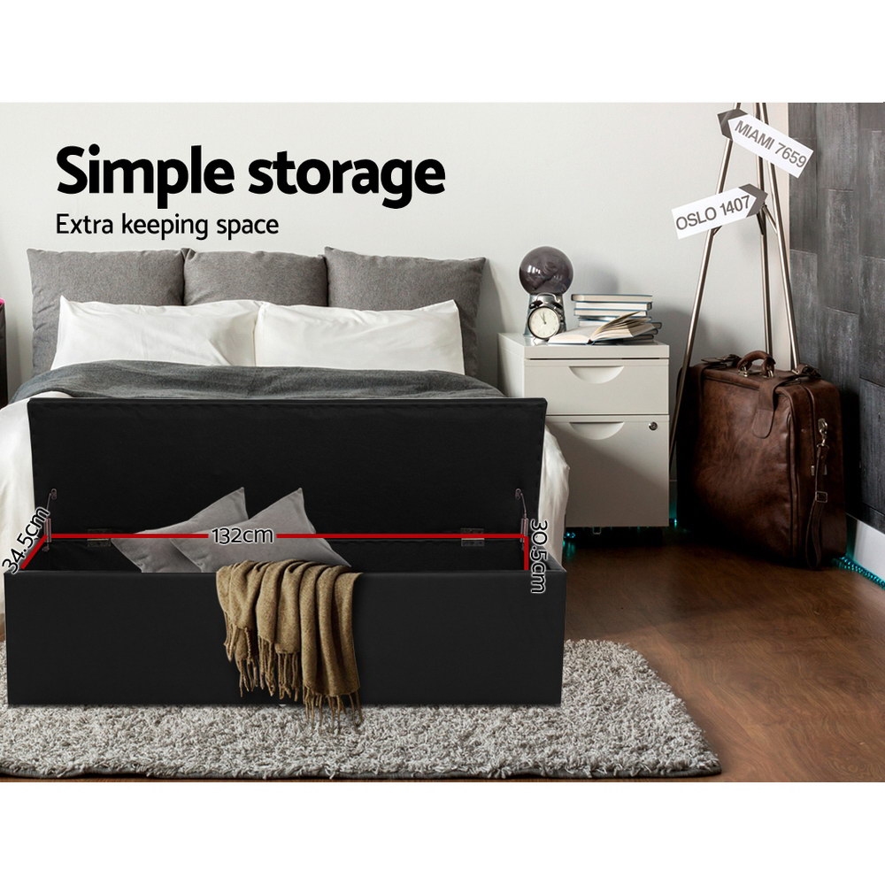 Artiss Storage Ottoman Blanket Box Foot Stool LARGE Chest Toy Velvet Leather - Picture 15 of 43