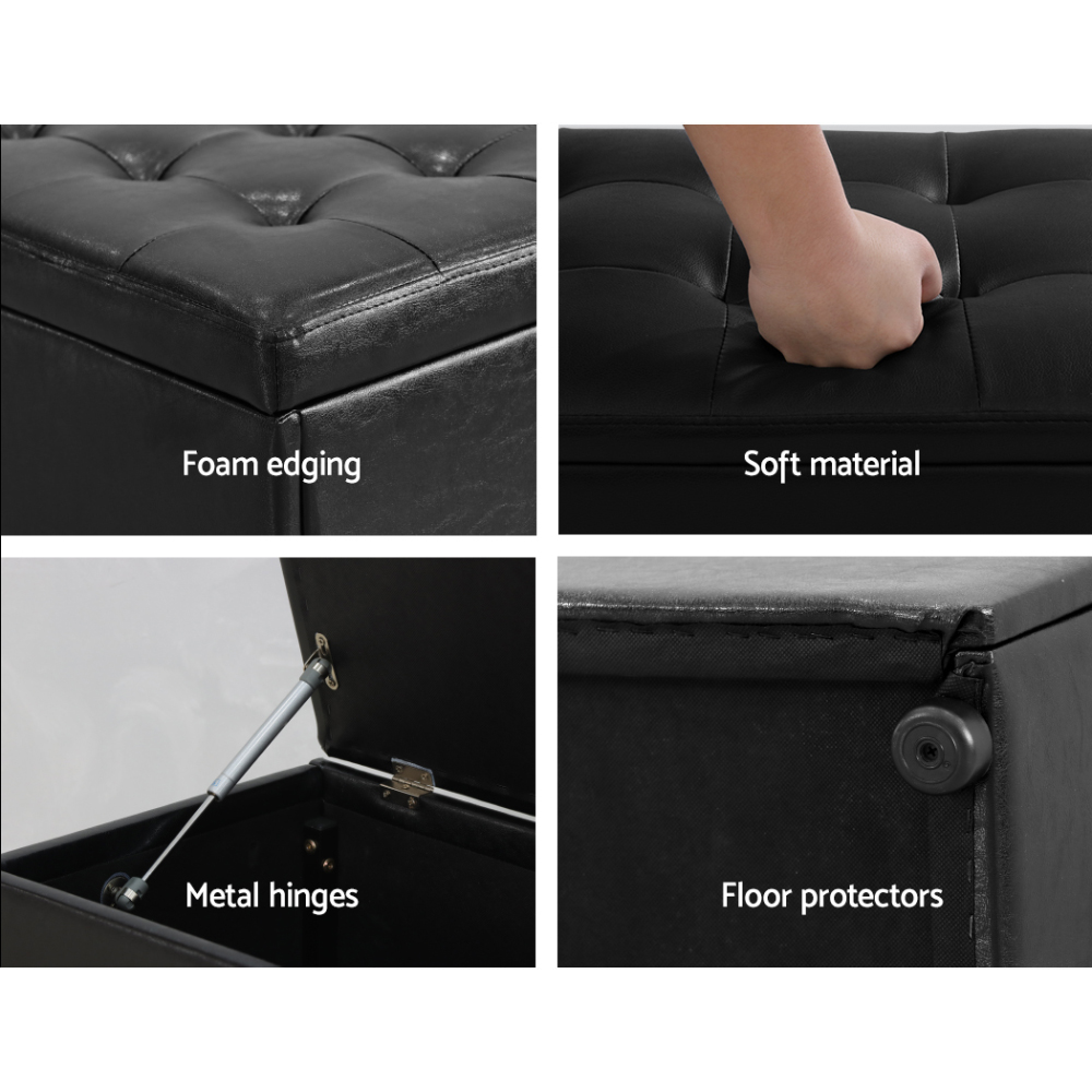 Artiss Storage Ottoman Blanket Box Foot Stool LARGE Chest Toy Velvet Leather - Picture 14 of 36