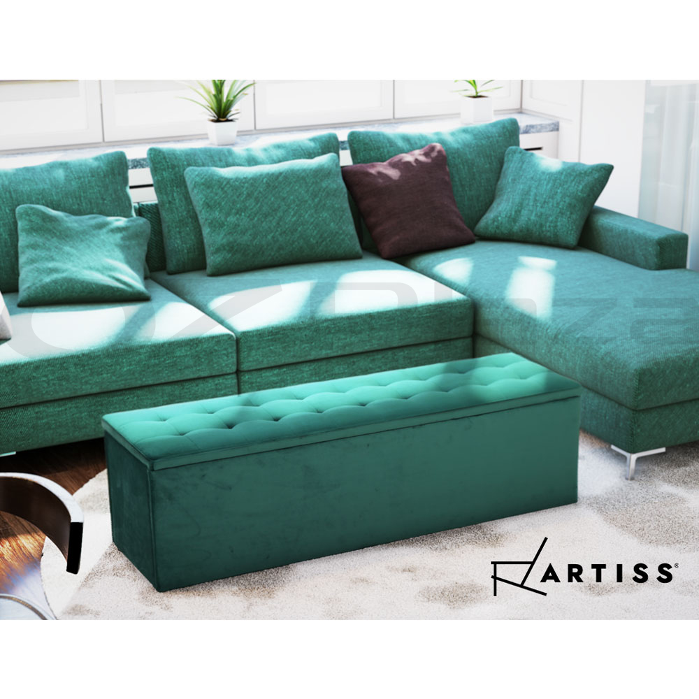 Artiss Storage Ottoman Blanket Box Foot Stool LARGE Chest Toy Velvet Leather - Picture 33 of 43