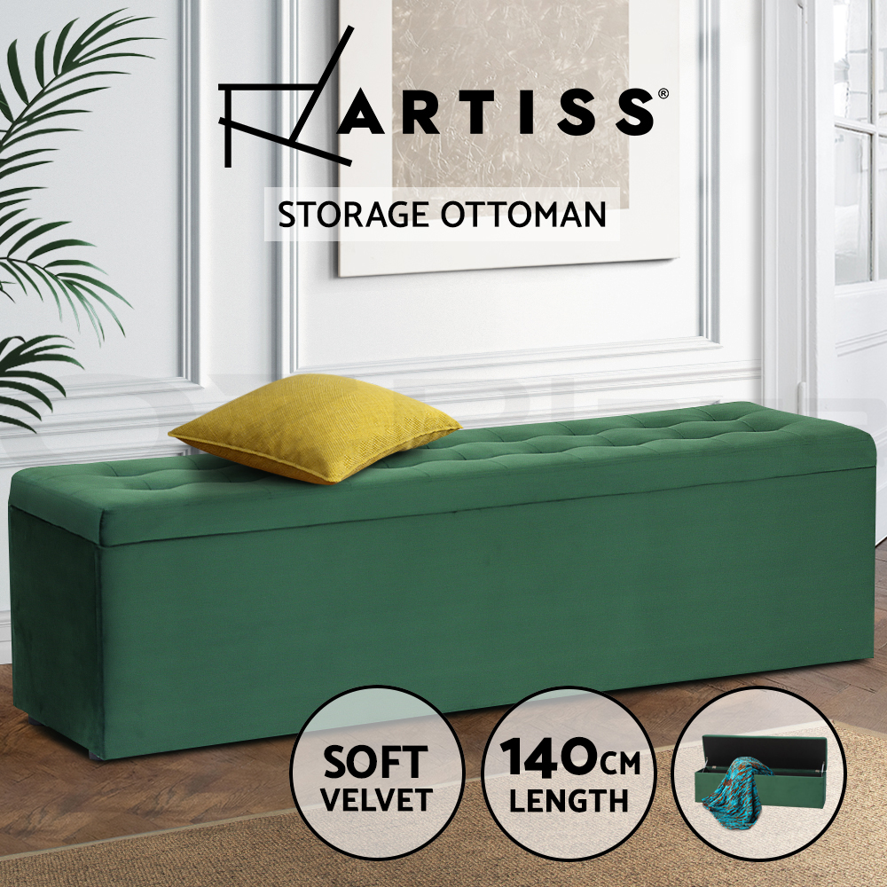 Artiss Storage Ottoman Blanket Box Foot Stool LARGE Chest Toy Velvet Leather - Picture 24 of 36