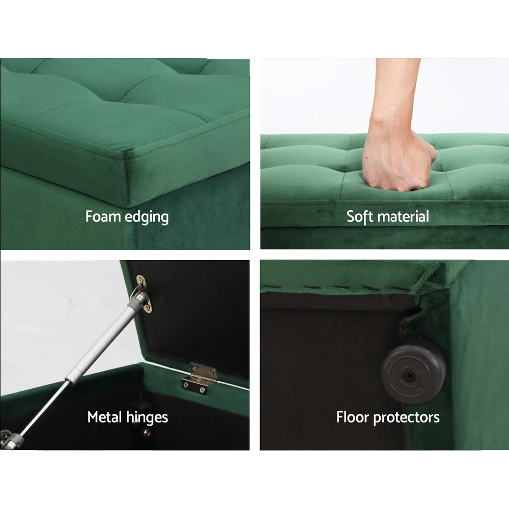 Artiss Storage Ottoman Blanket Box Foot Stool LARGE Chest Toy Velvet Leather - Picture 27 of 36