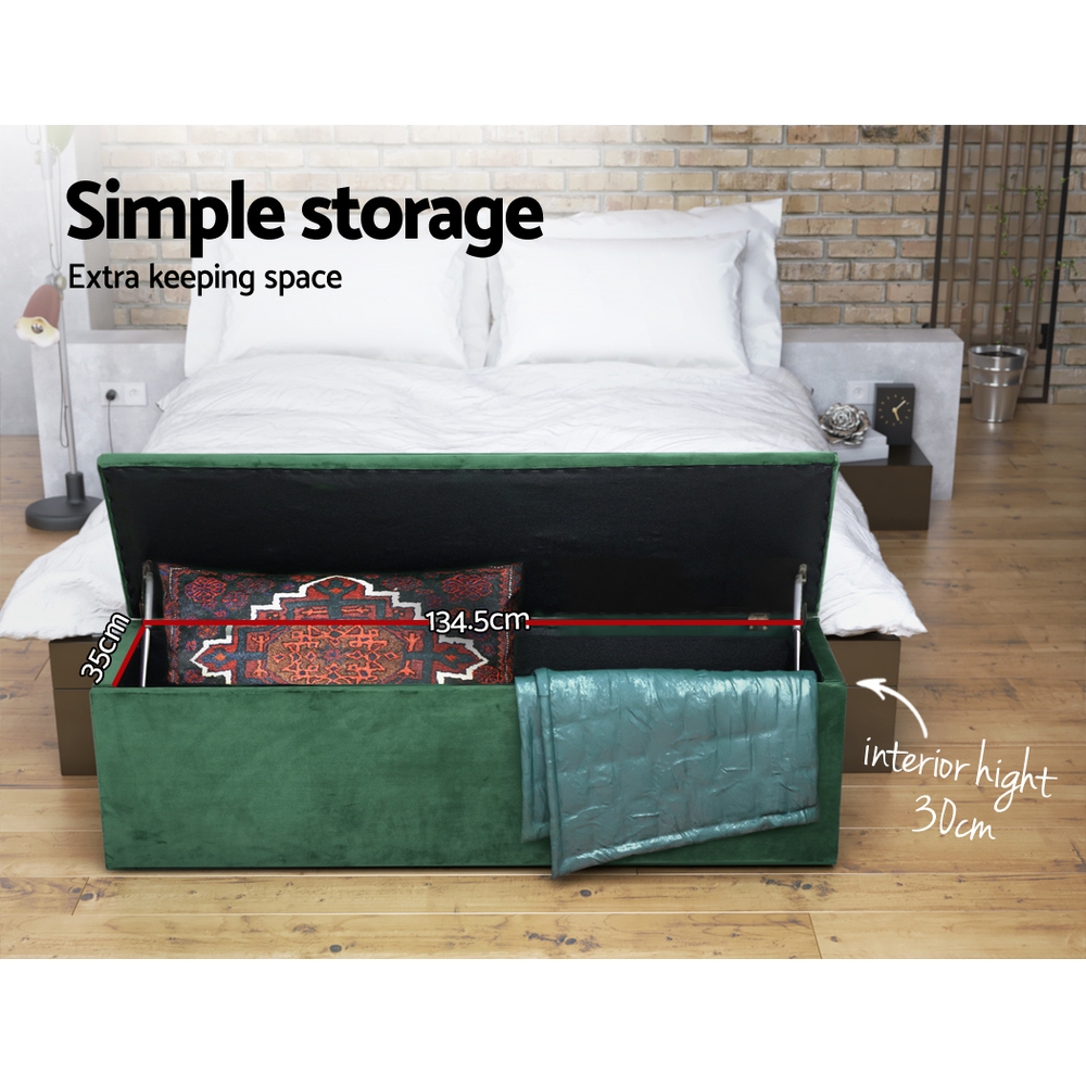 Artiss Storage Ottoman Blanket Box Foot Stool LARGE Chest Toy Velvet Leather - Picture 28 of 36