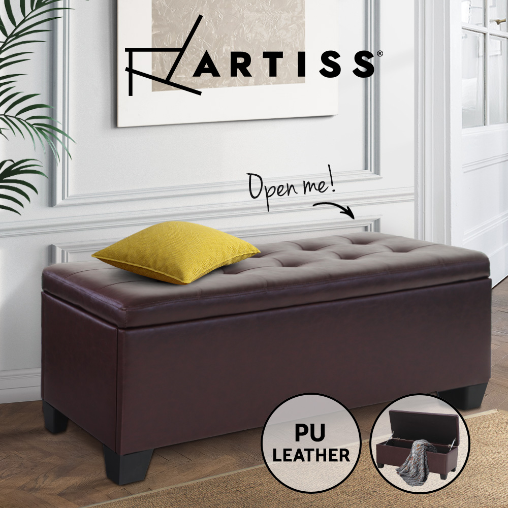 Artiss Storage Ottoman Blanket Box PU Leather Fabric Chest Toy Foot Stool LARGE - Picture 59 of 72