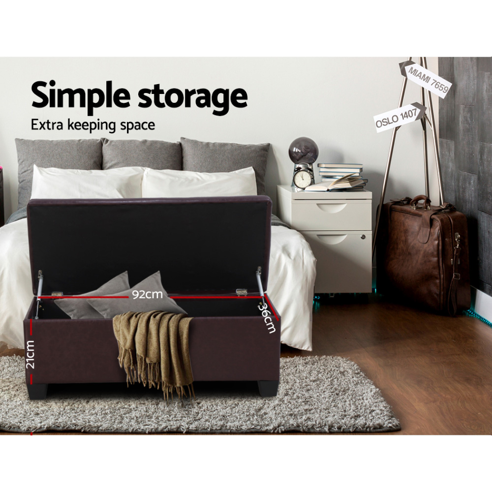 Artiss Storage Ottoman Blanket Box PU Leather Fabric Chest Toy Foot Stool LARGE - Picture 61 of 72