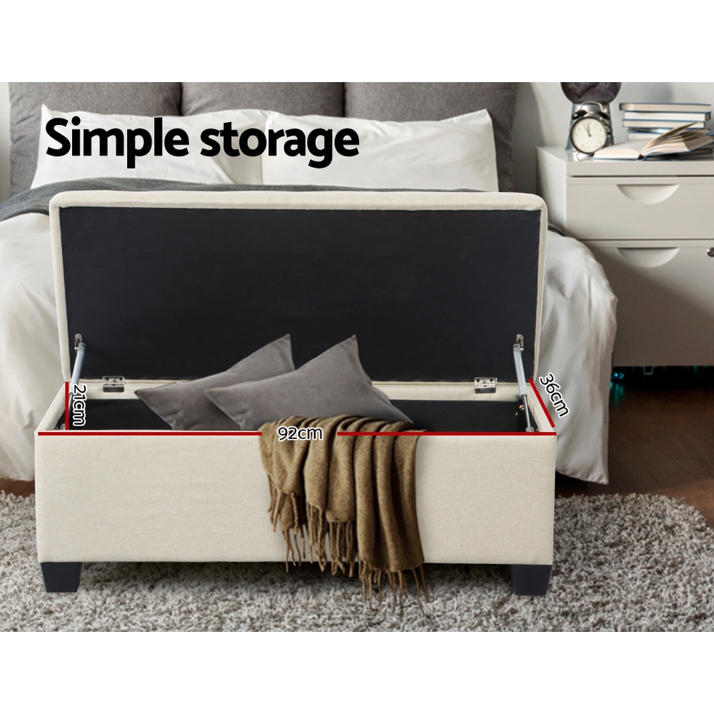 Artiss Storage Ottoman Blanket Box PU Leather Fabric Chest Toy Foot Stool LARGE - Picture 13 of 72