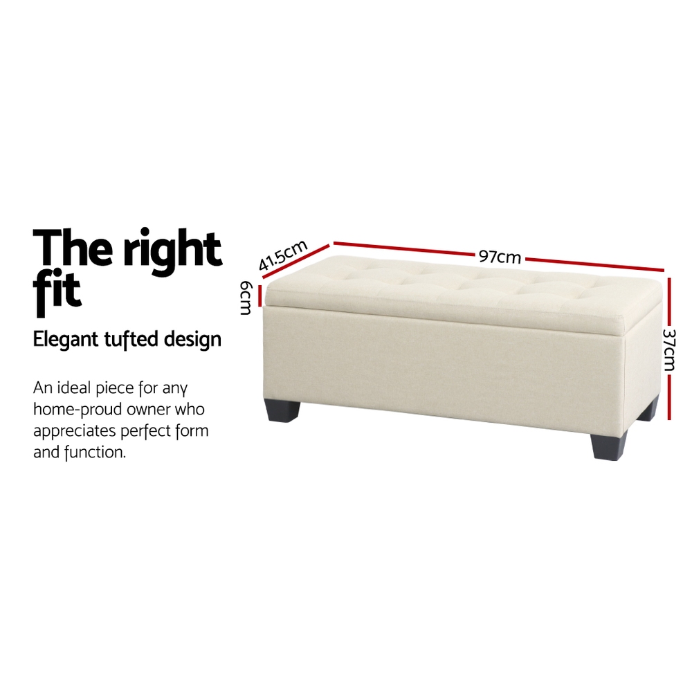 Artiss Storage Ottoman Blanket Box PU Leather Fabric Chest Toy Foot Stool LARGE - Picture 14 of 72