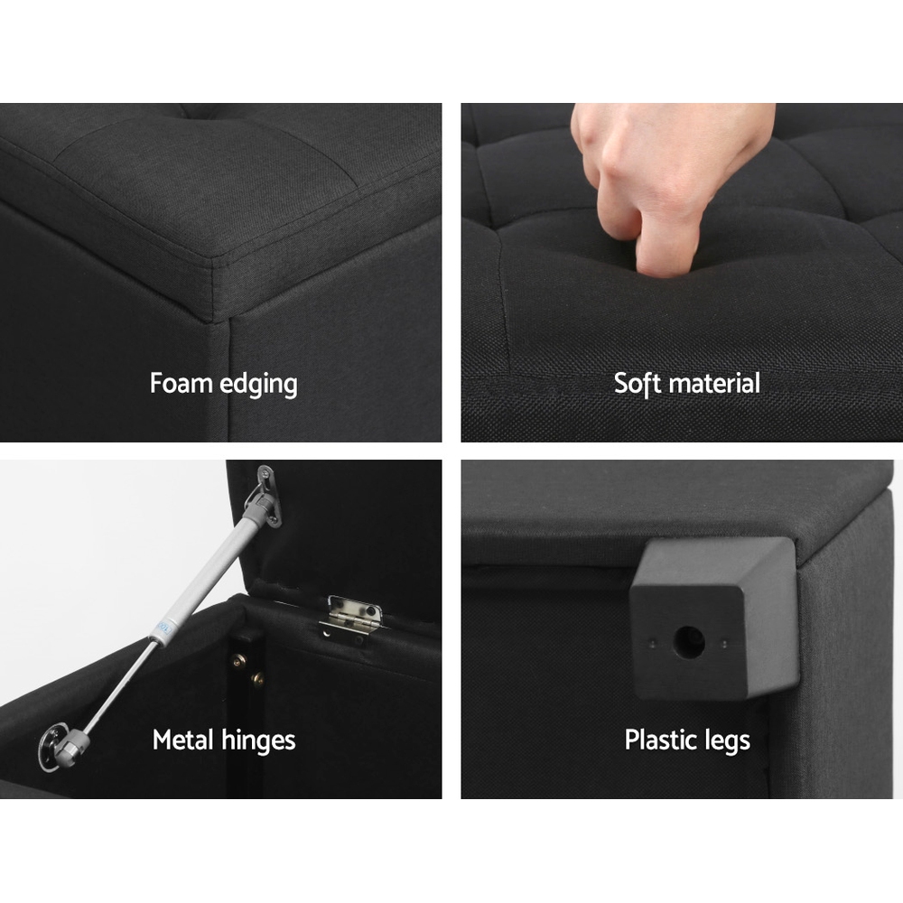 Artiss Storage Ottoman Blanket Box PU Leather Fabric Chest Toy Foot Stool LARGE - Picture 18 of 72