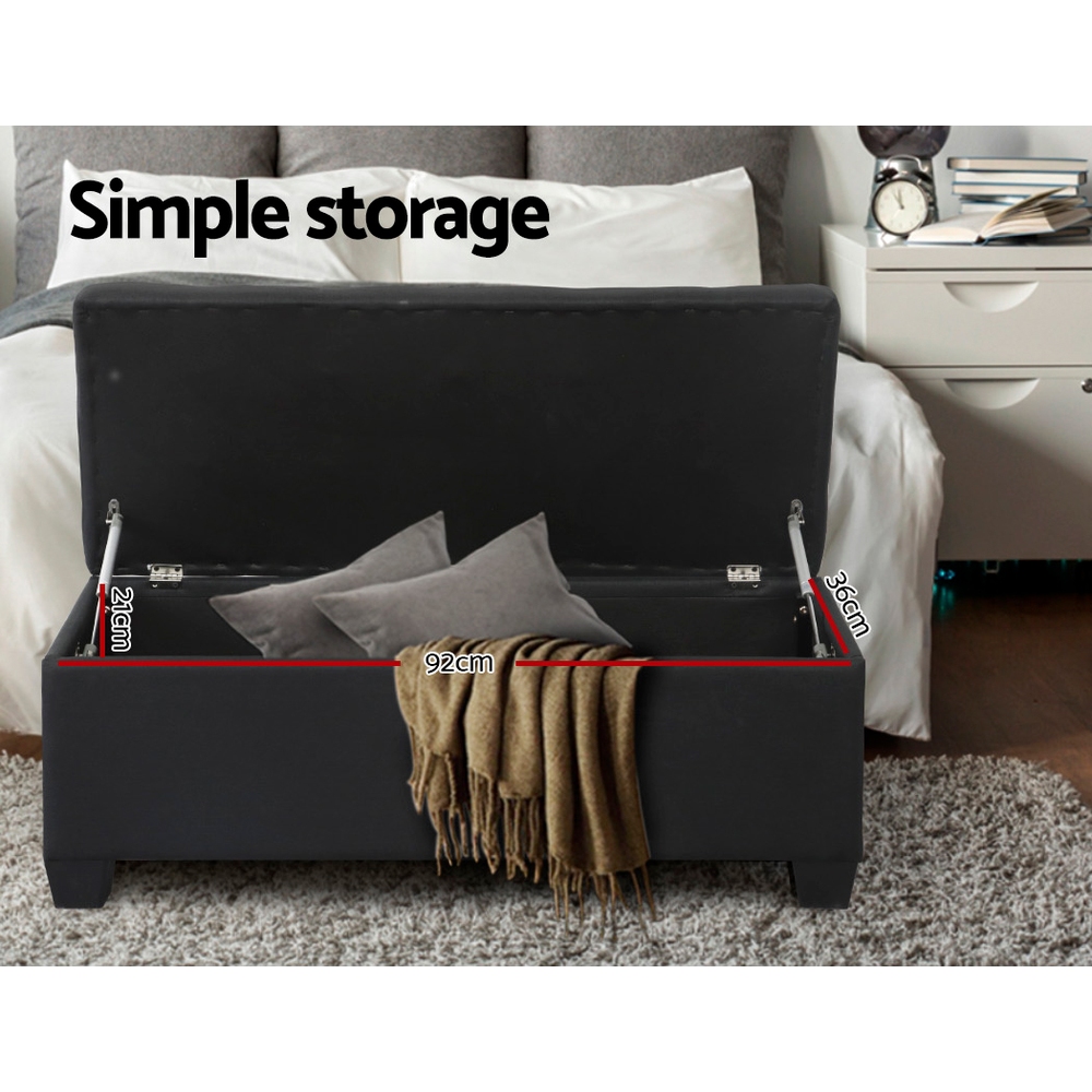 Artiss Storage Ottoman Blanket Box PU Leather Fabric Chest Toy Foot Stool LARGE - Picture 19 of 72