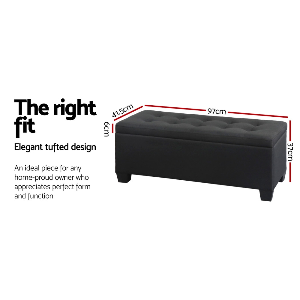 Artiss Storage Ottoman Blanket Box PU Leather Fabric Chest Toy Foot Stool LARGE - Picture 20 of 72