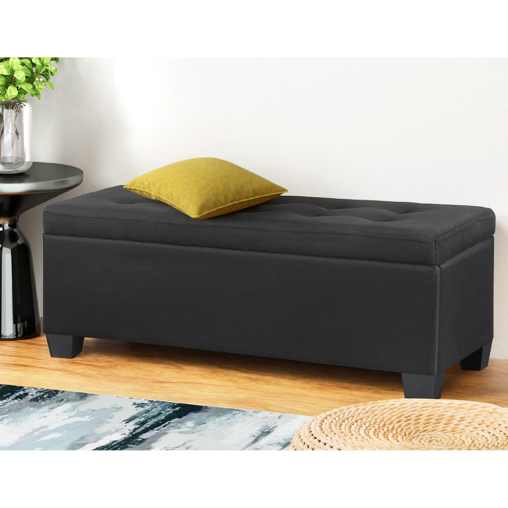 Artiss Storage Ottoman Blanket Box PU Leather Fabric Chest Toy Foot Stool LARGE - Picture 16 of 72